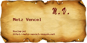 Metz Vencel névjegykártya